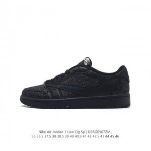 公司级aj1倒勾travis Scott X Air Jordan 1 ” Reverse Mocha “ Aj1乔1 Ts 闪电 联名倒钩 低帮文化篮球鞋 完