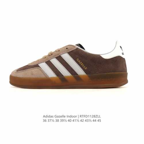 阿迪达斯 Adidas Originals Gazelle Indoor复古三叶草防滑透明橡胶板鞋经典运动鞋。这款经典鞋,忠于原版设计,缀撞色三条纹和鞋跟饰片。