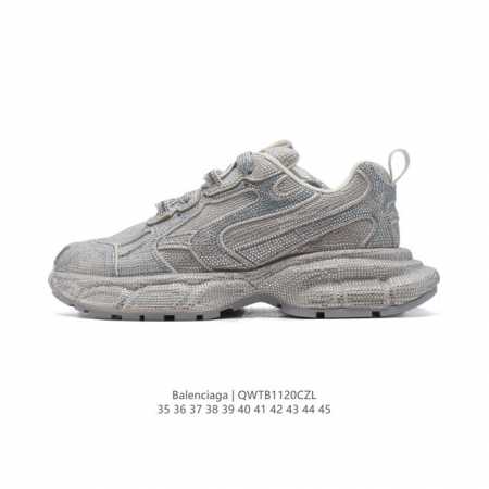 公司级 Balenciaga 3Xl Sneakers 巴黎世家 十代网布系带低帮走秀复古老爹运动鞋 鞋面满钻材料和聚氨酯 磨损效果 鞋头边缘和后帮 Balen - 点击图像关闭