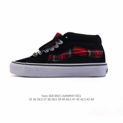 Vans 万斯 采用正确原装铝楦数据开发鸟嘴楦型版本范斯Vans Sk8-Mid Reissue S改良帆布休闲运动硫化滑板鞋。 类型：男女鞋 码数：35-44