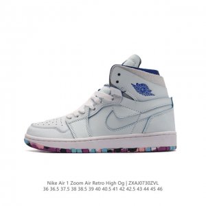 二层皮 耐克 Jordan 乔丹 1 Zoom Air Retro High 经典复古篮球鞋 Aj1 乔丹1代 乔1运动鞋。优选rb+Eva组合鞋底版，男女鞋真