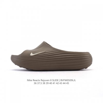 新品 耐克 Nike Reactx Rejuven8 Slide 沙滩拖鞋 露趾拖鞋 一体成型 一脚蹬 厚底增高休闲柔软回弹耐磨踩屎感透气凉拖鞋 25夏季新款轻