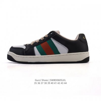 古驰男女鞋 Gucci Screener系列做旧脏脏鞋 闪钻鞋面时尚厚底增高复古板鞋潮运动鞋，复古学院风款式与融入怀旧运动服风格的面料风靡数十年，不同风格演绎出