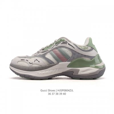 公司级 Gucci 古驰 高奢百搭休闲男女士运动鞋 明星同款缓震慢跑鞋 小红书爆款厚底增高老爹鞋 鞋面走线工整 清晰质感 高端时尚 简约大气 防滑舒适。 类型：