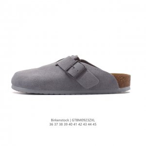 德国百年知名鞋履品牌 勃肯Birkenstock Boston Suede Shearling 波士顿系列休闲凉拖鞋 低帮牛皮绒面革复古软木底包头露跟休闲拖鞋，