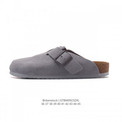德国百年知名鞋履品牌 勃肯Birkenstock Boston Suede Shearling 波士顿系列休闲凉拖鞋 低帮牛皮绒面革复古软木底包头露跟休闲拖鞋，