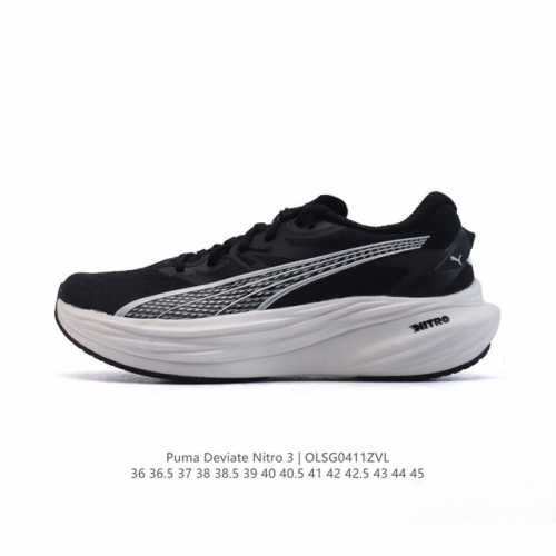 公司级 彪马 Puma Deviate Nitro3男女士2025年新款跑步鞋减震舒适缓冲回弹简约软底运动鞋注氮泡沫橡胶鞋垫耐磨防滑百搭老爹鞋 Deviate