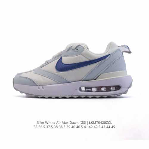 降价原价200 耐克 Nike Air Max Dawn 黎明系列 低帮气垫百搭休闲运动慢跑鞋，从配色上彰显出浓厚的复古气质。最大的亮点当属鞋型设计上加入结构元