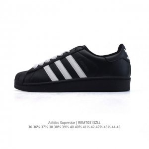 130 【真标】阿迪达斯 Adidas Superstar 三叶草经典贝壳头系列 新款休闲板鞋潮流男女士运动鞋 。鞋面柔软皮革材质 标志性的贝壳鞋头，锯齿三条纹