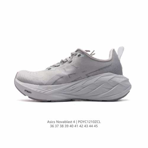 Asics 亚瑟士novablast4男女士运动跑步鞋 厚底增高老爹鞋 缓震回弹透气耐磨跑鞋 一鞋一科技：Novablast 4，跑鞋中底同时实现厚软轻弹。主要