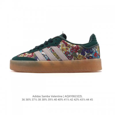 Adidas 阿迪达斯 男女款运动鞋 三叶草Samba Velentine 休闲鞋 德训鞋 复古板鞋经典运动鞋。一款阿迪达斯的Samba面包鞋，该鞋具有厚实的用
