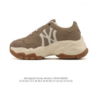 公司级 韩国Mlb 男女复古老爹 Mlb Bigball Chunky Pixel 复古印花 解构绑带 双鞋带 男女厚底增高纽约洋基队老爹运动休闲跑步鞋 ，Ml
