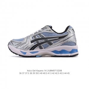 亚瑟士 Asics Gel-Kayano 14 公司级版本运动休闲透气专业缓震慢跑鞋。采用工程弹性双层再生网格密度鞋面材质，后跟3D可视Gel缓震乳胶物料，升级