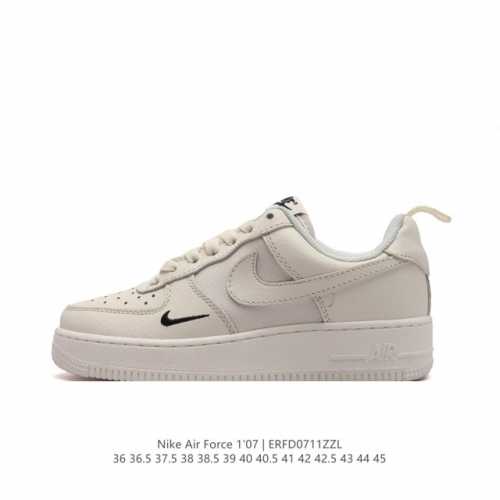 耐克 Nike Air Force 1 ’07 空军一号af1 低帮百搭休闲厚底增高运动板鞋。柔软、弹性十足的缓震性能和出色的中底设计，横跨复古与现代的外型结合