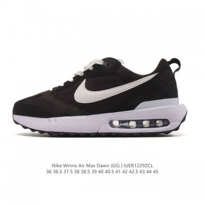 耐克 Nike Air Max Dawn 黎明系列 低帮气垫百搭休闲运动慢跑鞋，从配色上彰显出浓厚的复古气质。最大的亮点当属鞋型设计上加入结构元素，汲取1984