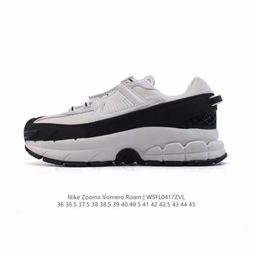公司级耐克Nike Zoom Vomero Roam 马拉松复古跑五代休闲运动慢跑鞋 厚底增高老爹鞋。采用环保纤维革饰片组合网眼布鞋面材质 升级正确后跟Tpu加