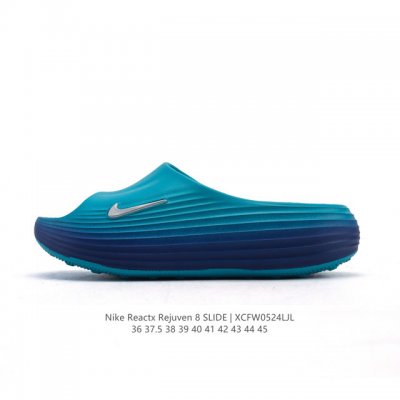 新品 耐克 Nike Reactx Rejuven8 Slide 沙滩拖鞋 露趾拖鞋 一体成型 一脚蹬 厚底增高休闲柔软回弹耐磨踩屎感透气凉拖鞋 25夏季新款轻