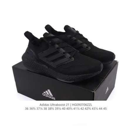 阿迪达斯 男女鞋 Adidas Ultraboost 21 爆米花 低帮畅跑缓震回弹跑步运动鞋，Ultraboost 21以全新的外观示人。此次采用全新编制纹理 - 点击图像关闭