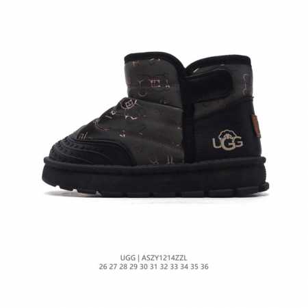 童鞋 Ugg 中帮靴子 儿童雪地靴 俏皮可爱的百变造型， 美国轻奢品牌ugg 平底系列冬季羊毛一体雪地休闲保暖毛毛家居包头棉鞋。官方同步包装 检验标 材料采用原 - 点击图像关闭