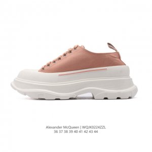 意大利高奢品牌-亚历山大 麦昆 Alexander Mcqueen Sole Sneakers 低帮时装厚底显高百搭休闲松糕鞋 男女式小白鞋 厚底增高帆布运动鞋