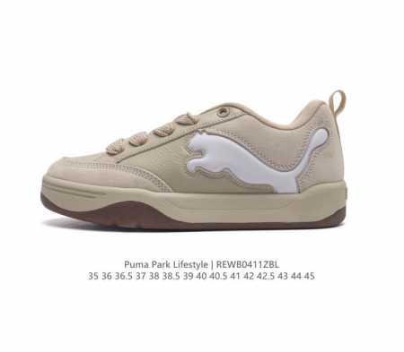 Puma 彪马 男女运动板鞋，原楦原纸版开发版型，采用环保皮革组合鞋面材质，外置耐磨橡胶大底蕾哈娜同系面包鞋太好看了！彪马puma Park Lifestyle - 点击图像关闭