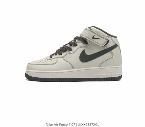 公司级nk Air Force 7 Mid Af1耐克 空军一号 Af1 中帮 魔术贴 厚底增高运动板鞋 原楦头原纸板 打造纯正空军版型 专注外贸渠道 全掌内置