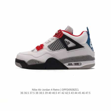 耐克 Nike Air Jordan 4 Retro Og 中帮 迈克尔 乔丹aj4代乔4 复古休闲运动文化篮球鞋。秉承轻量化的速度型篮球鞋设计思想完成设计，降 - 点击图像关闭