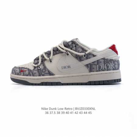 公司级 耐克 Nike Dunk Low Retro 运动鞋复古板鞋 2025年新款 新年鞋子 迪奥联名 解构绑带 双鞋带。 作为 80 年代经典篮球鞋款，起初 - 点击图像关闭