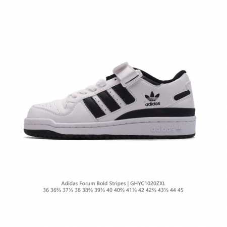Adidas 阿迪达斯 三叶草 Forum Low 男女运动鞋 摩登演绎篮球风的经典鞋。英文的“Forum”，是进行表达的场所，在这里，可以释放自己的热情，阐述 - 点击图像关闭