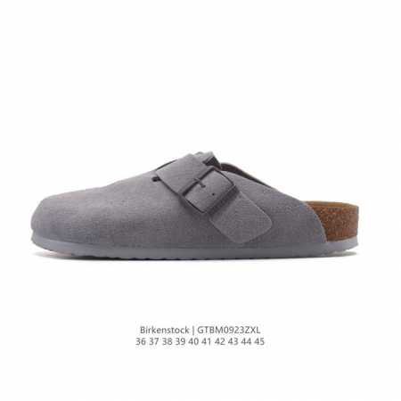 德国百年知名鞋履品牌 勃肯Birkenstock Boston Suede Shearling 波士顿系列休闲凉拖鞋 低帮牛皮绒面革复古软木底包头露跟休闲拖鞋， - 点击图像关闭