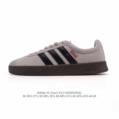 Adidas T头鞋 阿迪达斯 Vl Court 2.0 Shoes 运动休闲板鞋小白鞋，这款T形鞋头运动鞋,力求无论球场或街头,皆显耀眼出众。采用绒面革和牛皮