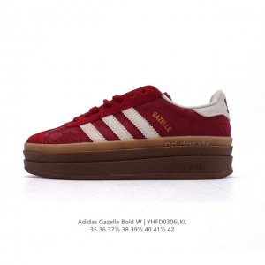 120 【真标】阿迪达斯（Adidas）2025年新款 新年红鞋子 三叶草 Gazelle Bold复古怀旧风厚底增高运动板鞋潮。阿迪达斯万年不败的人气鞋款Ga