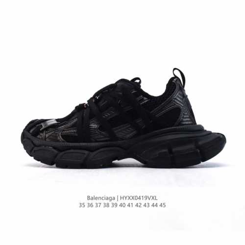 公司级 巴黎世家 Balenciaga 3Xl Sneakers 巴黎世家 十代网布系带低帮走秀复古老爹运动鞋 透气网纱 网面 材料和聚氨酯 磨损效果 鞋头边缘