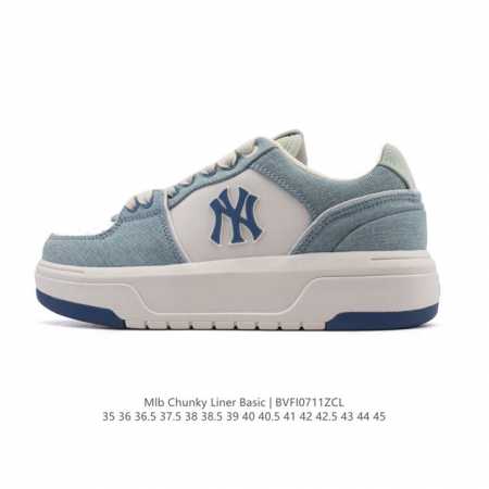 Mlb Chunky Liner Basic 人气单品学长鞋系列轻量增高厚底百搭休闲运动板鞋 皮革帆布拼接男女轻便胶鞋 高级街头休閒品牌鞋。Mlb Chunky - 点击图像关闭