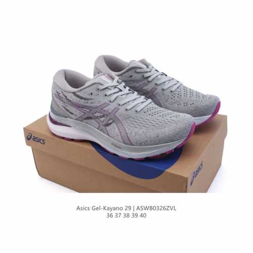 180 asics亚瑟士女式Gel-Kayano 29 代竞速缓震透气耐磨支撑马拉松跑鞋 三位一体的新境界运动鞋。采用进化过且兼具支撑性的弹力再生针织鞋面，鞋面