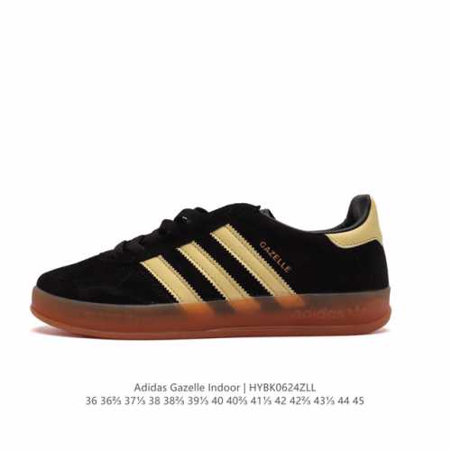 阿迪达斯 Adidas Originals Gazelle Indoor 复古三叶草防滑透明橡胶板鞋经典运动鞋。这款经典鞋,忠于原版设计,缀撞色三条纹和鞋跟饰片