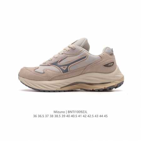 公司级 Mizuno Sportstyle 美津浓 复古时尚休闲舒适减震运动跑步鞋 厚底增高老爹鞋 美津浓wave机械缓震，可以说是机械缓震跑鞋科技的翘楚。有着 - 点击图像关闭