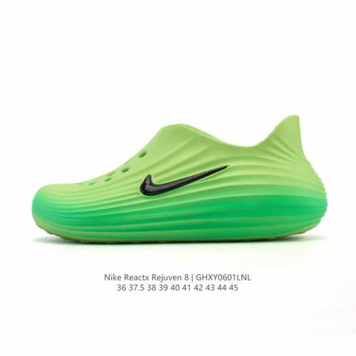 新品 耐克 Nike Reactx Rejuven8 沙滩鞋 柔软回弹耐磨透气凉拖鞋 25夏季新款轻便透气洞洞鞋外穿休闲运动鞋 Hv5060-002 采用质感柔