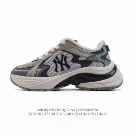 公司级 美职棒 Mlb Bigball Chunky Curve 纽约洋基队厚底增高老爹鞋男女复古鞋中性纽约洋基队休闲经典运动鞋。加厚鞋底，侧面有撞色Ny标识， - 点击图像关闭