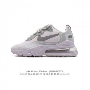 耐克nike Air Max 270 React 缓震气垫休闲运动鞋，具备时尚风格和舒适感受，演绎未来风范。柔软泡棉中底搭载大体积 Max Air 气垫，造就传