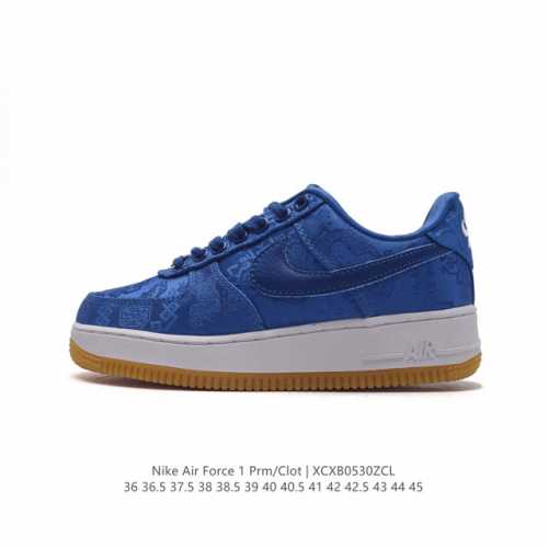 耐克 空军一号 可撕 Af1厚底增高运动板鞋 陈冠希凝结集团clot X 藤原浩闪电fragment Design X Nike Air Force 1 Jt