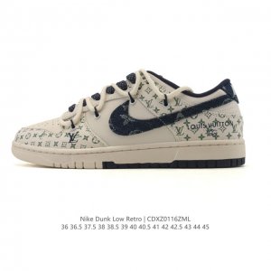 公司级 耐克 Nike Dunk Low Retro 运动鞋复古板鞋 双鞋带 解构绑带 路易威登联名，作为 80 年代经典篮球鞋款，起初专为硬木球场打造，后来成