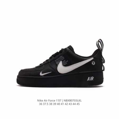 二层皮 耐克 Nike Air Force 1 '07 Low 空军一号含气垫 低帮百搭厚底增高休闲运动板鞋。柔软、弹性十足的缓震性能和出色的中底设计，横跨复古 - 点击图像关闭
