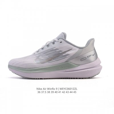 耐克Nike Zoom Winflo 9代飞线贾卡轻质透气休闲运动跑步鞋“登月温弗洛9代”。稳固贴合，助你专注畅跑。疾速风范，打造日常跑步佳选；轻盈非凡，塑就流