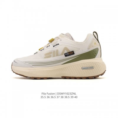 公司级 Fila 斐乐女鞋 官方新款透气老爹鞋时尚复古运动鞋。解构绑带 鞋身采用皮革透气网面面料，时尚而又精致。采用均衡性能的发泡科技材料，提供均衡重量、回弹、