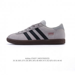 新品 阿迪达斯 Adidas Stadt 舒适透气 百搭潮流 复古时尚 德训鞋 柔软舒适 防滑耐磨 低帮 运动板鞋 男女同款。休闲鞋特色：设计师大胆选择粉色打底