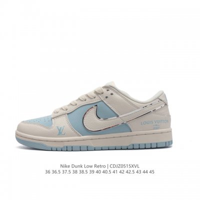 耐克 Nk Dunk Low Lv路易威登 周年高端定制 低帮休闲板鞋 #海外官方同步发售，鞋底侧边镶嵌上louis Vuitton名牌凸显尊贵，鞋盒上手绘蓝金