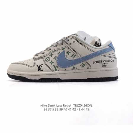 公司级 耐克 Nike Dunk Low Retro 运动鞋复古板鞋 路易威登联名。作为 80 年代经典篮球鞋款，起初专为硬木球场打造，后来成为席卷街头的时尚标 - 点击图像关闭