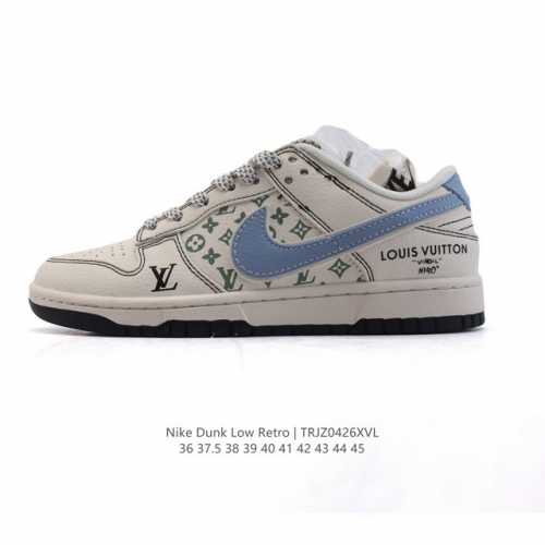 公司级 耐克 Nike Dunk Low Retro 运动鞋复古板鞋 路易威登联名。作为 80 年代经典篮球鞋款，起初专为硬木球场打造，后来成为席卷街头的时尚标
