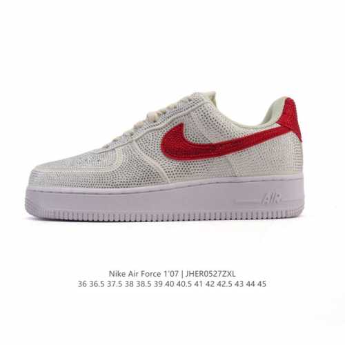 耐克 Nike Air Force 1 '07 Low 空军一号含气垫 小白鞋 2025年 蛇年新款 贴钻 闪钻鞋面 低帮百搭厚底增高休闲运动板鞋 柔软 弹性十